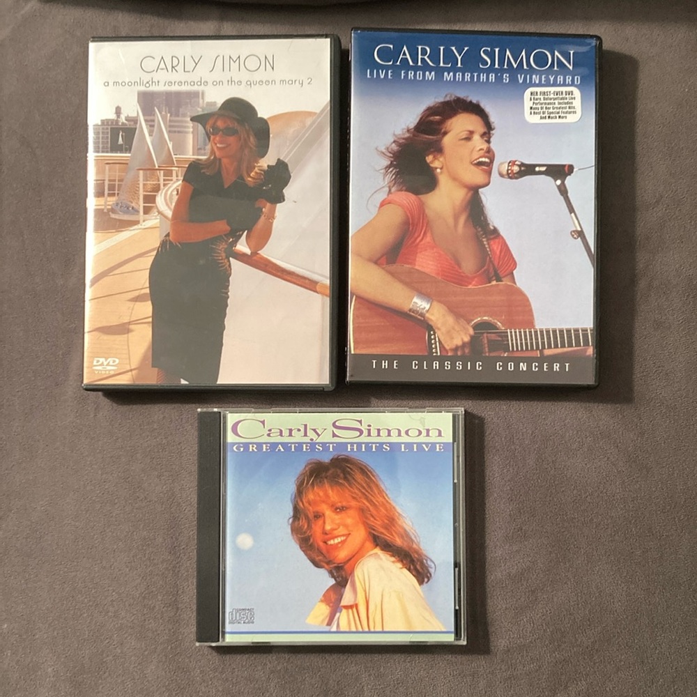 Carly Simon DVDs (2) and CD (1)